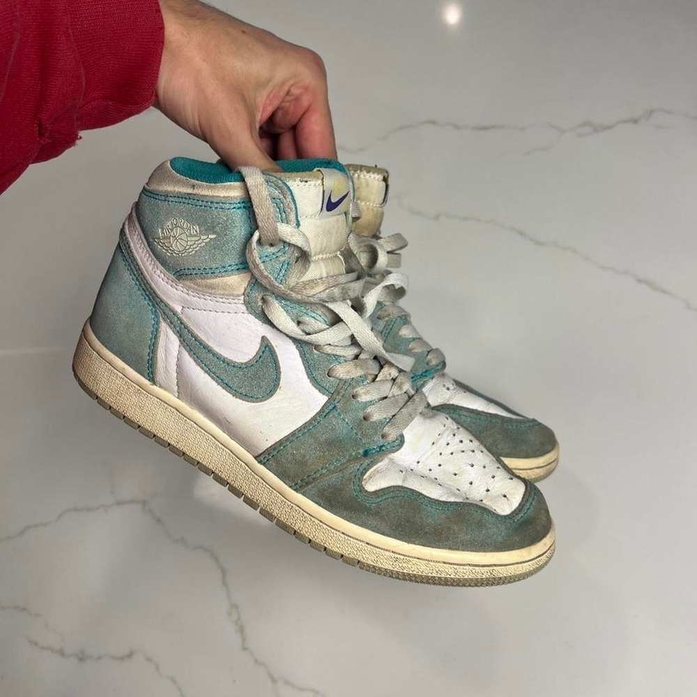 Nike Air Jordan 1 Retro High OG Turbo‎ Green Kids 5.5Y 575441-311 Teal White